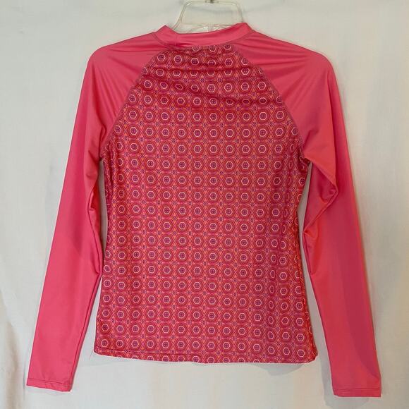 Cabana Life Women's Pink Tile Rashguard Swim Shirt Size S Swim Summer - Picture 2 of 6